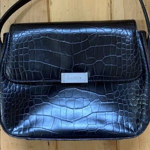 Lauren by Ralph Lauren Black Crocodile Print Purse